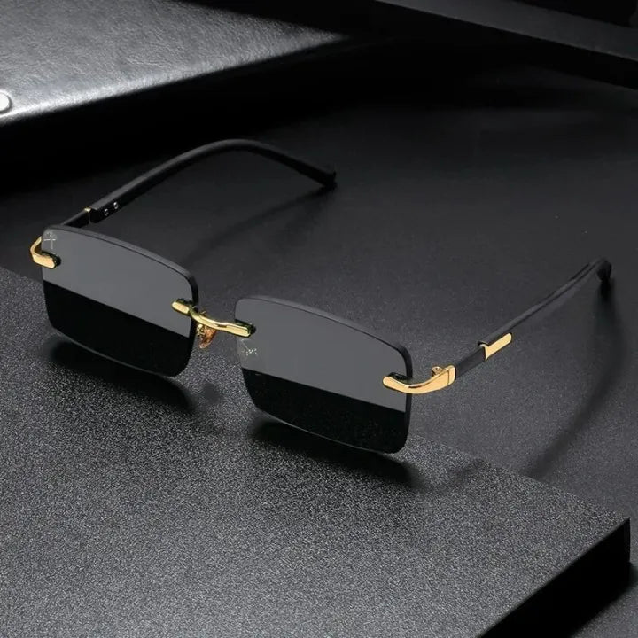 Retro Sunglasses Men Rimless Sun Glasses Shades Cutting Lens Ladies