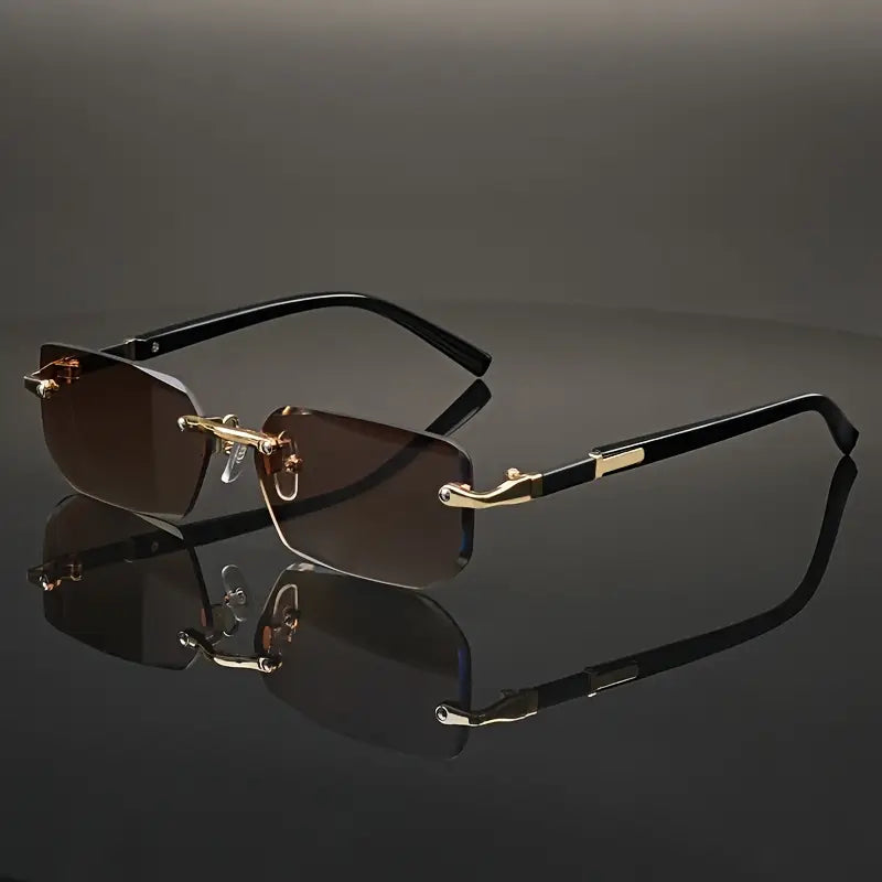 Retro Sunglasses Men Rimless Sun Glasses Shades Cutting Lens Ladies