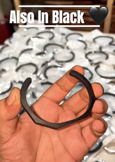 Stainless Steel Hexagon Cuff Bangle 2 Sets