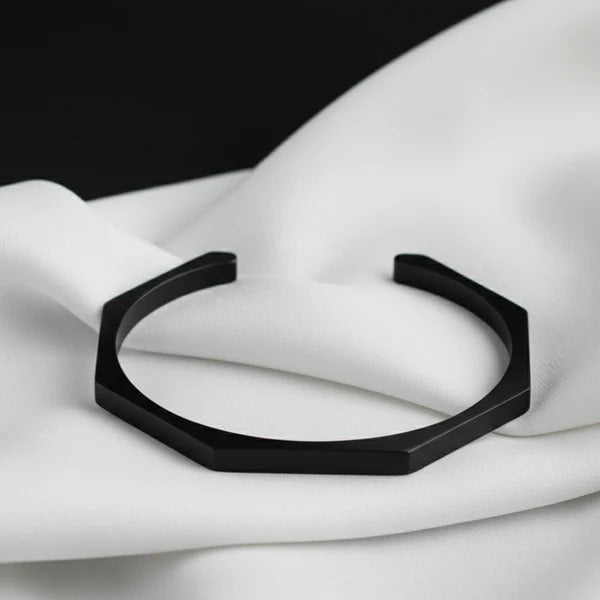 Stainless Steel Hexagon Cuff Bangle 2 Sets