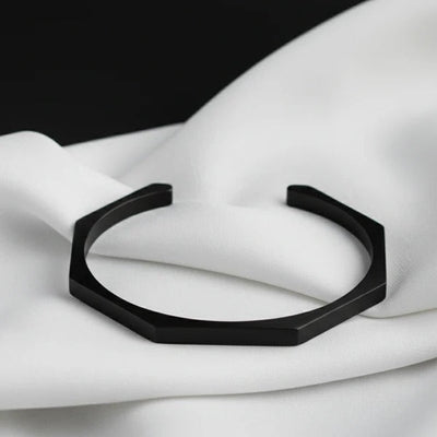 Stainless Steel Hexagon Cuff Bangle 2 Sets